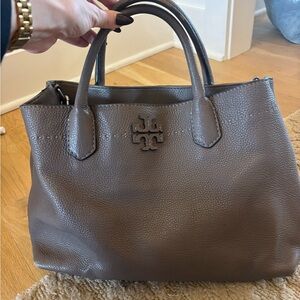 Tory Burch McGraw Leather Satchel – Taupe/Gray | Crossbody